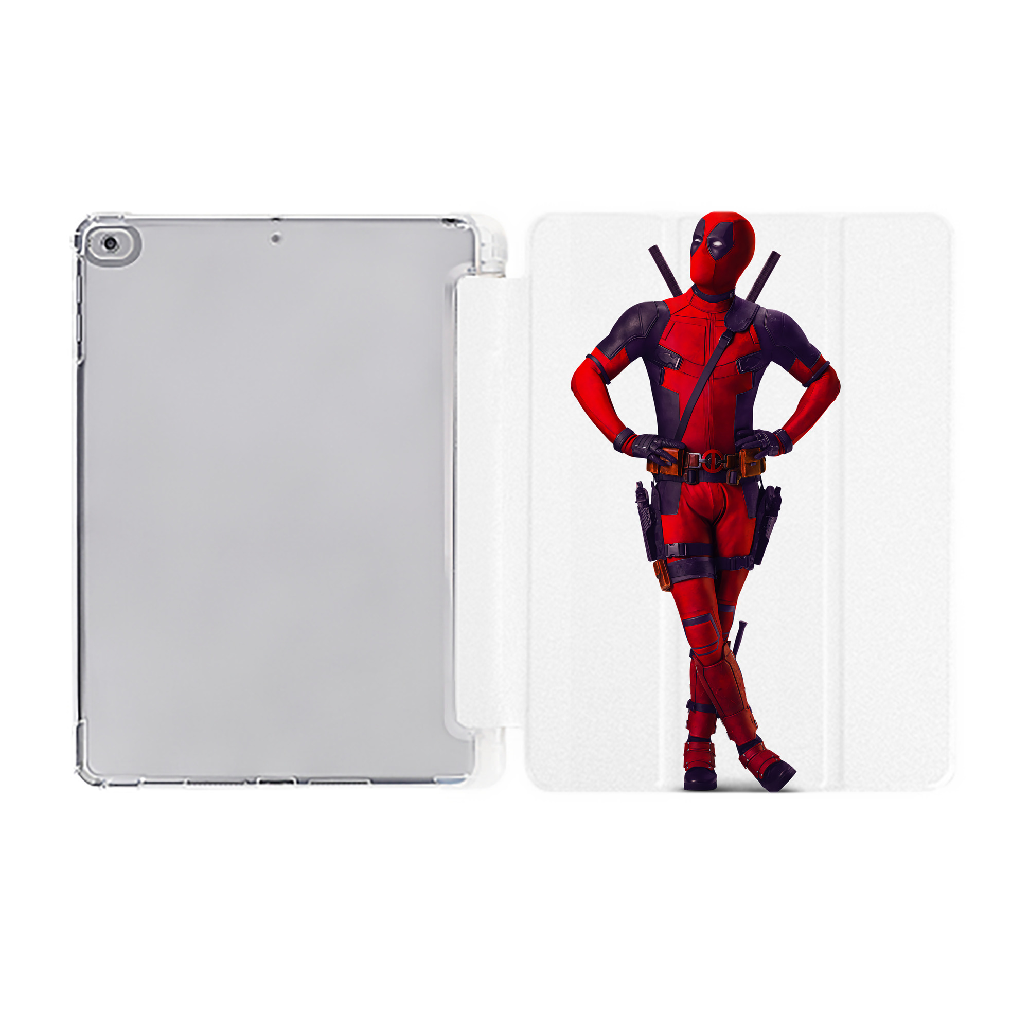 （画像用） Deadpool デッドプール IPad ケース ペン収納付き 三つ折りスタンド PUレザー×シリコン 対応機種9.5/10.5/10.9インチ